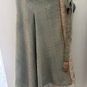 Green Patterned Reversible Women's Wrap Skirt